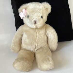 Vintage FAO Schwarz Off- White Cream Bear with pink bow